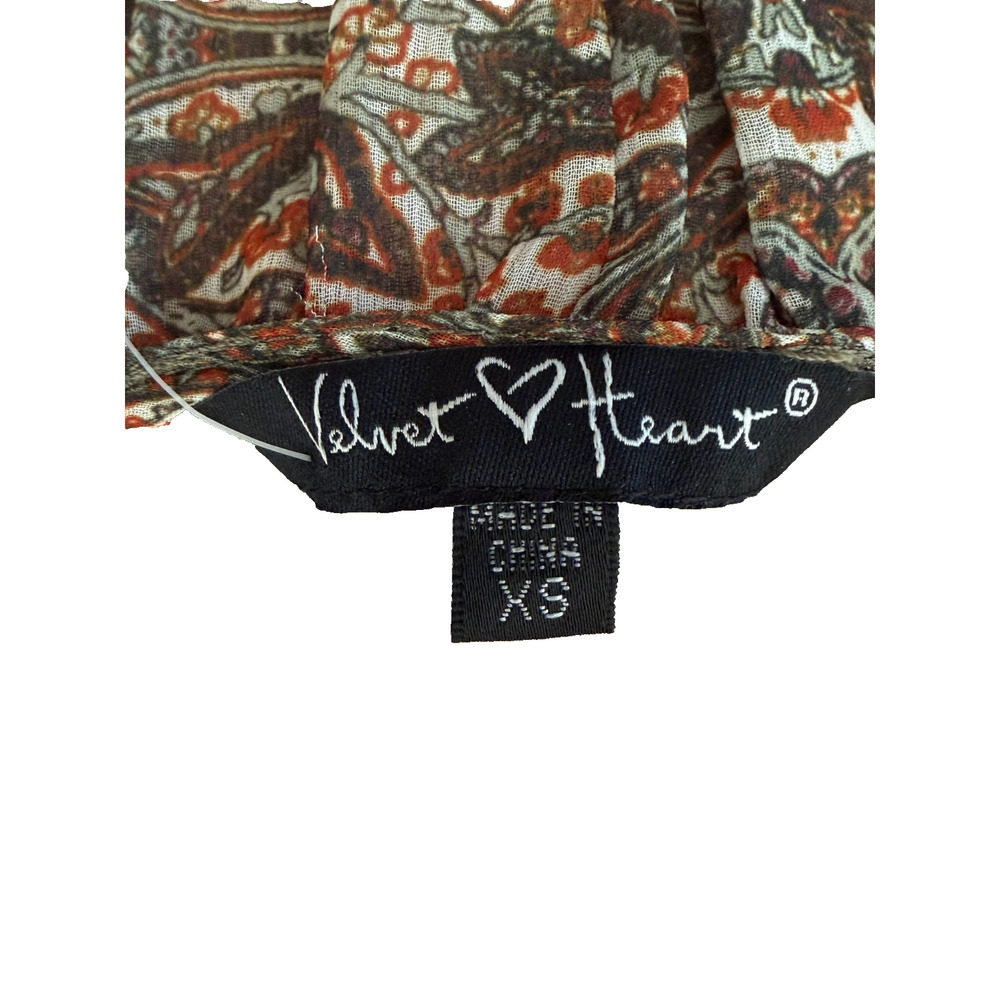 Velvet Heart Boho Paisley Peplum Blouse Long Sleeve V-Neck Top – Size XS – NWT - Picture 3 of 3